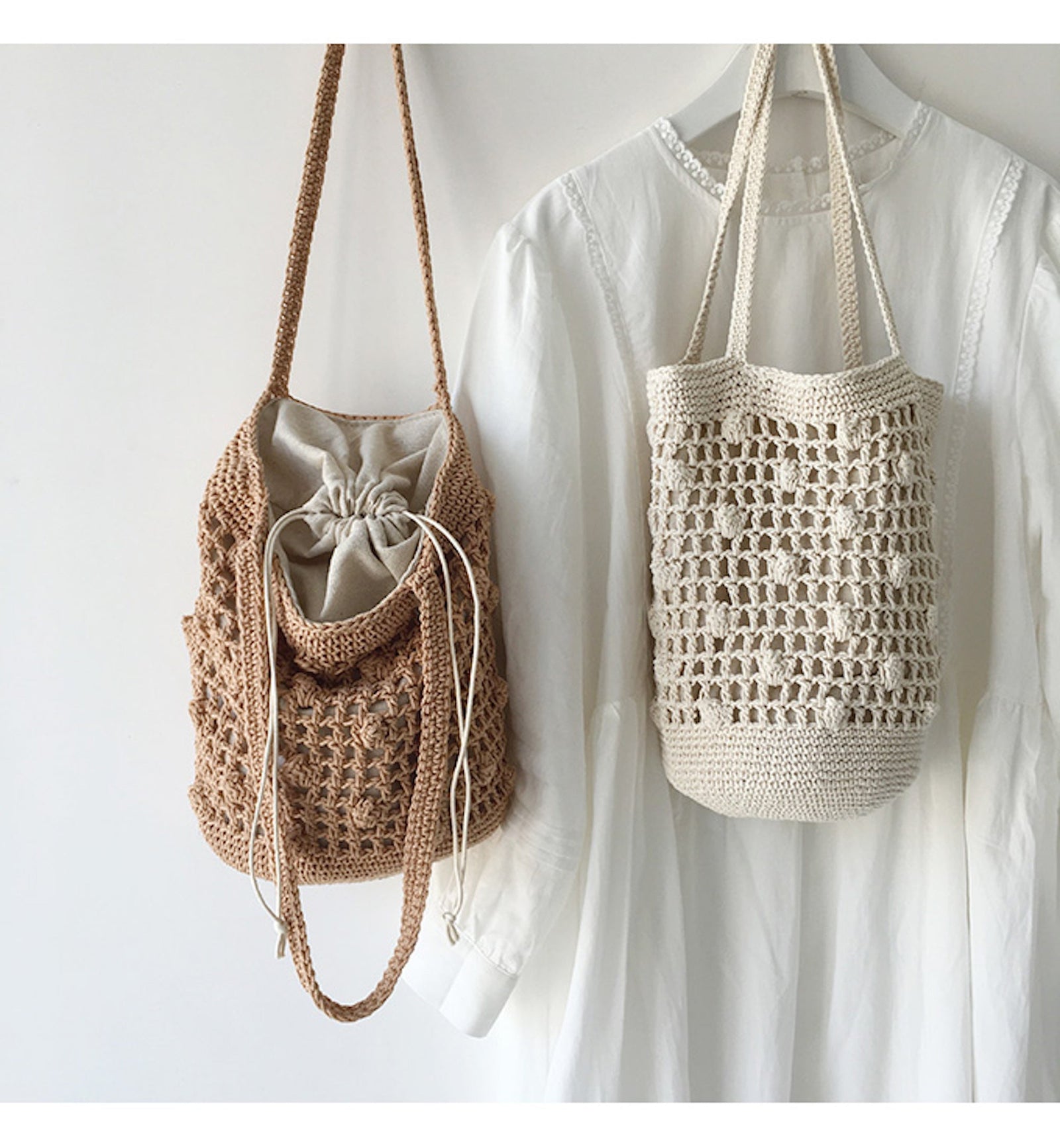 Women’s Crochet Cotton Bucket Shoulder Bag for Boho Everyday Style & Gifts