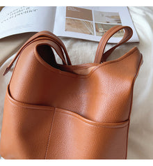 Women’s Simple Leather Tote Bag for Everyday City Outfits