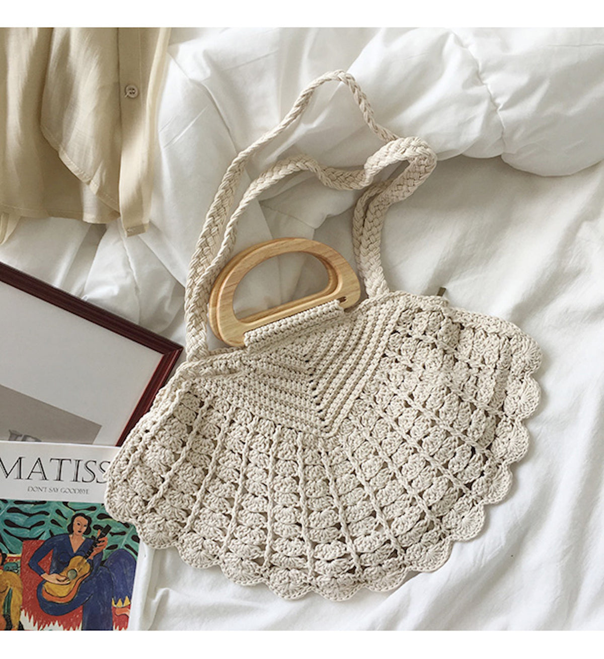 Women’s Artsy Shell Shaped Cotton Shoulder Bag Purse for Boho Everyday Style & Gifts