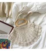 Women’s Artsy Shell Shaped Cotton Shoulder Bag Purse for Boho Everyday Style & Gifts