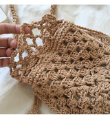 Women’s Retro Cotton Knitted Shoulder Bucket Bag Crossbody Bag for Boho Everyday Style & Gifts