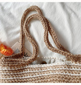 Women’s Crochet Cotton Twine Knitted Shoulder Bag Tote Bag for Boho Everyday Style & Gifts