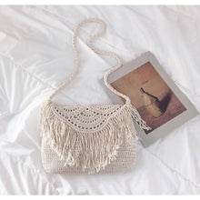 Women’s Crochet Cotton Handmade Bohemian Tassel Beach Bag Tote Bag for Boho Everyday Style & Gifts