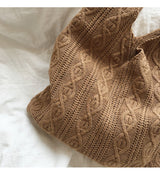 Women’s Retro Artsy Twist Cotton Knitted Shoulder Bag for Boho Everyday Style & Gifts