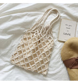 Women’s Crochet Bag with Fishnet Design Top Handle Bag for Boho Everyday Style & Gifts