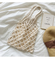 Women’s Crochet Bag with Fishnet Design Top Handle Bag for Boho Everyday Style & Gifts