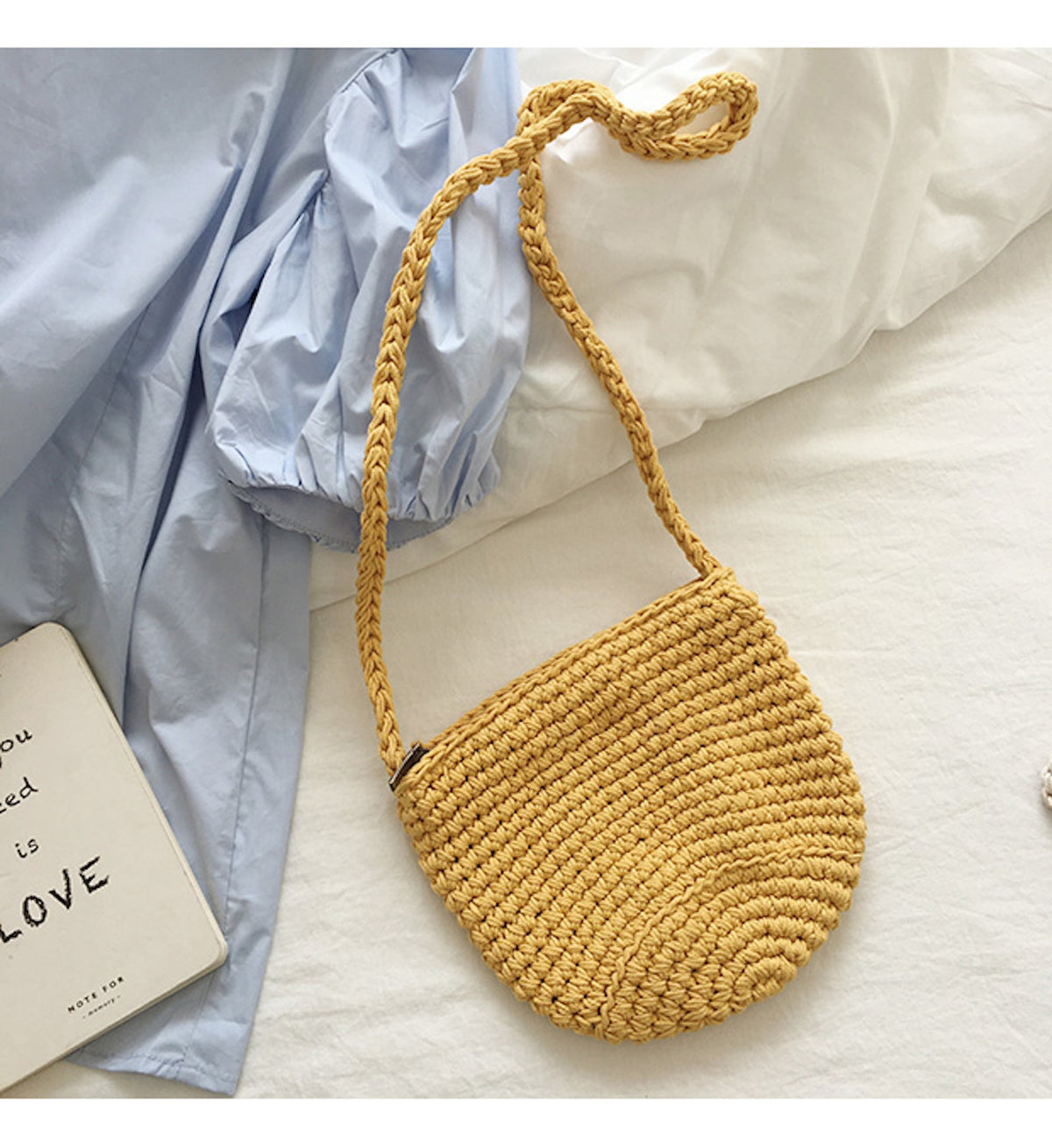 Women’s Small Cotton Knitted Shoulder Bag Purse for Boho Everyday Style & Gifts