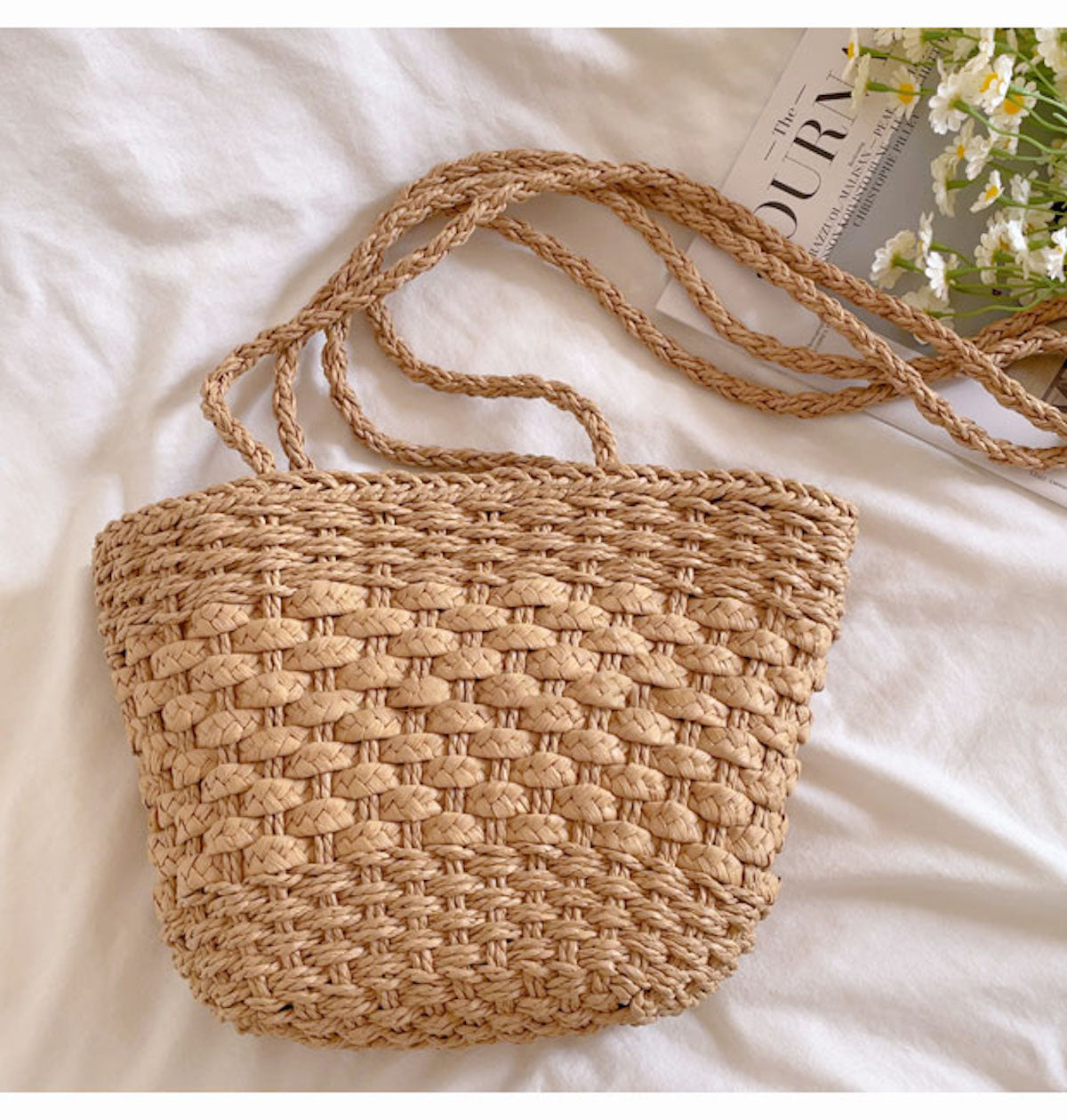 Women’s Simple Woven Straw Tote Bag for Beach, Vacation & Summer Outfits