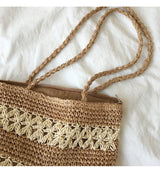 Women’s Patterned Straw Woven Tote Bag for Beach, Vacation & Summer Outfits