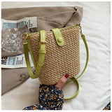 Women’s Crossbody Leather and Straw Bag for Beach, Vacation & Summer Outfits