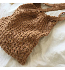 Women’s Retro Twist Cotton Knitted Shoulder Bag for Boho Everyday Style & Gifts