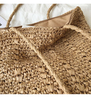 Women’s Lightweight Straw Woven Square Tote Bag for Beach, Vacation & Summer Outfits