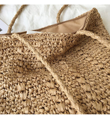 Women’s Lightweight Straw Woven Square Tote Bag for Beach, Vacation & Summer Outfits