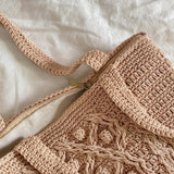 Women’s Handmade Cotton Knitted Shoulder Bucket Bag Crossbody Bag for Boho Everyday Style & Gifts