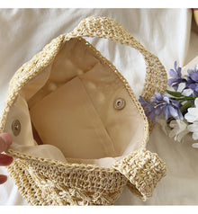 Gemusterte Stroh-Schultertasche für Damen – ideal für Strand, Urlaub und Sommer-Outfits