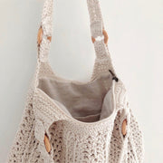 Women’s Retro Artsy Twist Cotton Knitted Bag Shoulder Bag for Boho Everyday Style & Gifts