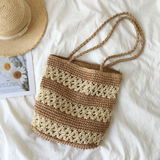 Women’s Patterned Straw Woven Tote Bag for Beach, Vacation & Summer Outfits