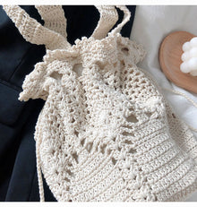Women’s Crochet Cotton Floral Knitted Bucket Bag Crossbody Bag for Boho Everyday Style & Gifts