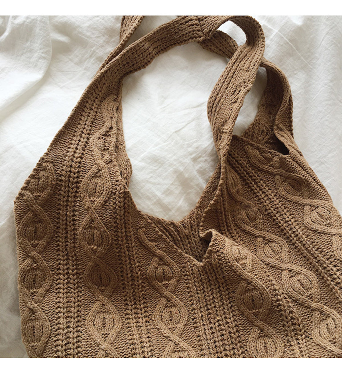 Women’s Retro Artsy Twist Cotton Knitted Shoulder Bag for Boho Everyday Style & Gifts