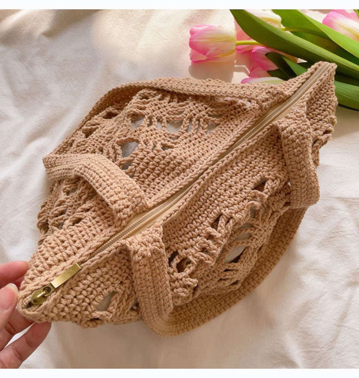 Women’s Cotton Crochet Bucket Bag for Boho Everyday Style & Gifts