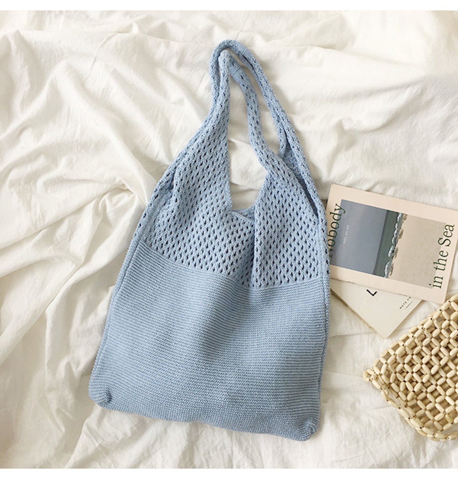 Women’s Macaron Colored Cotton Knitted Shoulder Bag for Boho Everyday Style & Gifts