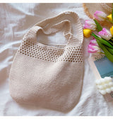 Women’s Cotton Crochet Shoulder Bag Bucket Bag for Boho Everyday Style & Gifts