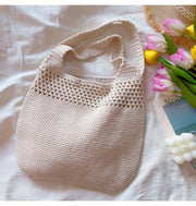 Women’s Cotton Crochet Shoulder Bag Bucket Bag for Boho Everyday Style & Gifts