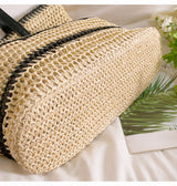 Women’s Large Straw Striped Summer Tote for Beach, Vacation & Summer Outfits
