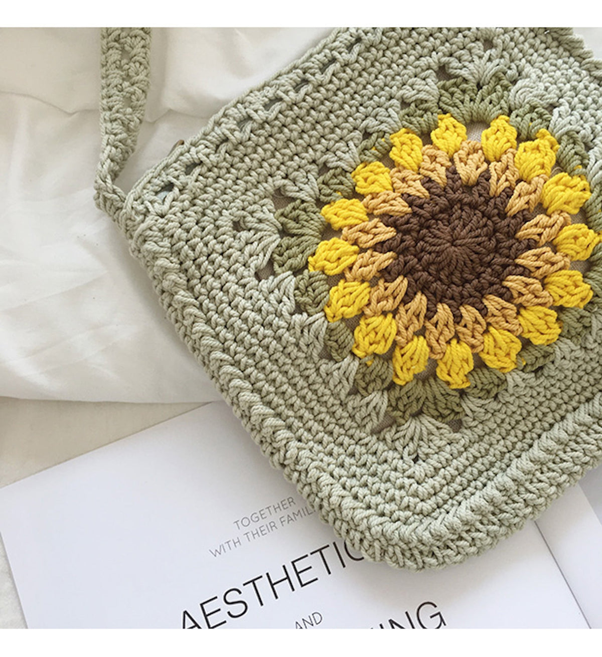 Women’s Handmade Crochet Sunflower Purse Crossbody Bag for Boho Everyday Style & Gifts