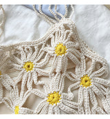 Women’s Retro Daisy Cotton Knitted Shoulder Bag for Boho Everyday Style & Gifts