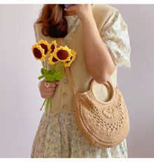 Women’s Crochet Cotton Handmade Top Handle Shoulder Bag for Boho Everyday Style & Gifts