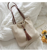 Women’s Crochet Cotton Retro Woven Shoulder Bag with Tassel for Boho Everyday Style & Gifts