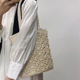 Women’s Crochet Medium Cotton Knitted Top Handle Bag with Floral Design Purse for Boho Everyday Style & Gifts