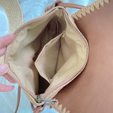 Women’s Straw Woven Messenger Bag with Leather Flap for Beach, Vacation & Summer Outfits
