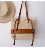 Women’s Straw Woven Tote Shoulder Bag for Beach, Vacation & Summer Outfits