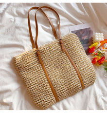 Schicke große geflochtene Strohtasche für Damen – Strandtasche für Strand, Urlaub & Sommeroutfits