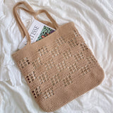 Women’s Crochet Cotton Retro Patterned Tote Bag for Boho Everyday Style & Gifts