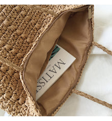 Women’s Lightweight Straw Woven Square Tote Bag for Beach, Vacation & Summer Outfits