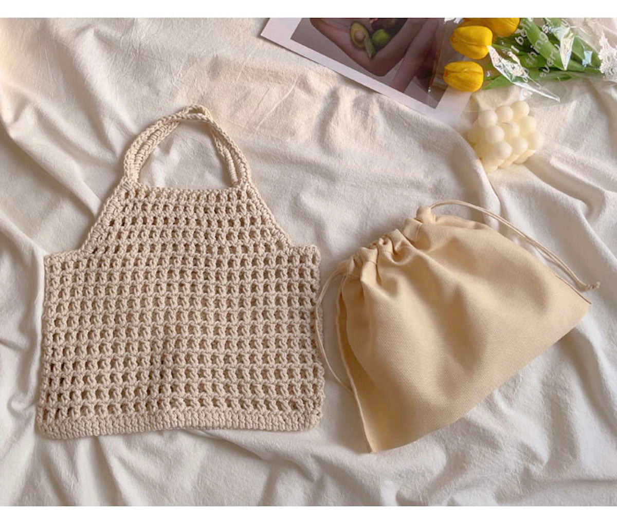 Women’s Retro Cotton Knitted Fishnet Bag Shoulder Bag for Boho Everyday Style & Gifts