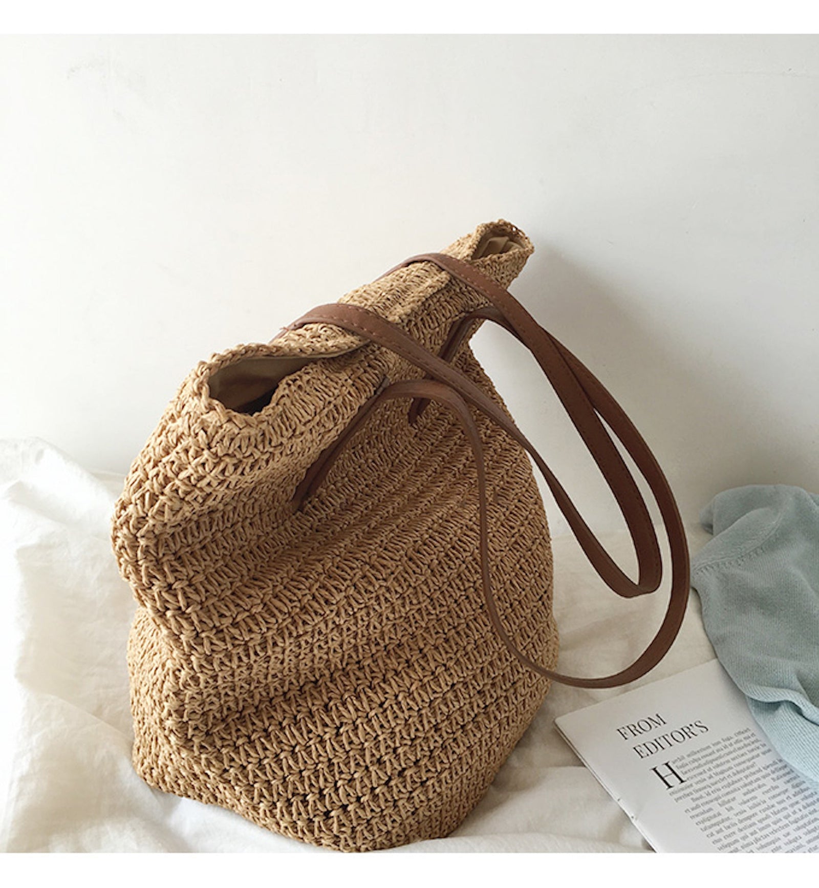 Women’s Retro Straw Woven Tote Bag for Beach, Vacation & Summer Outfits