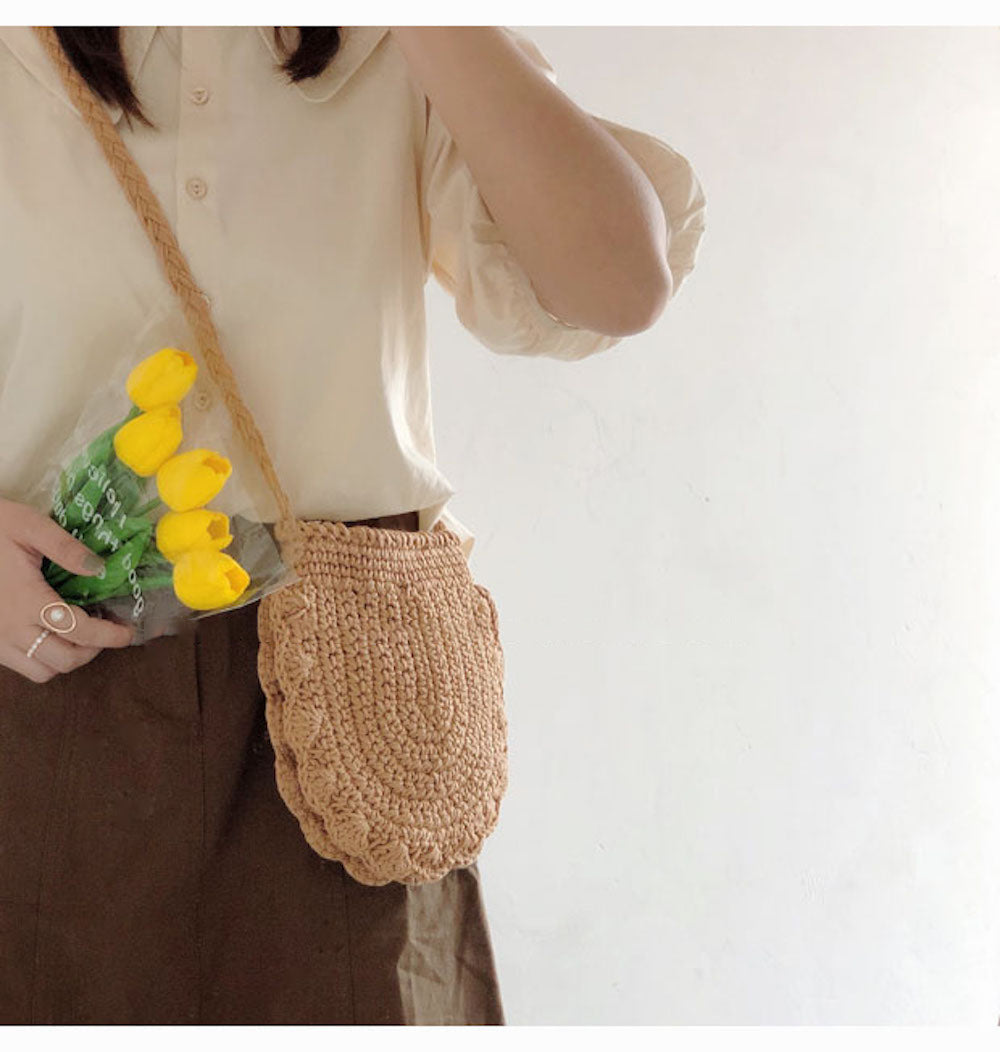 Women’s Mini Cotton Knitted Shoulder Bag Purse for Boho Everyday Style & Gifts