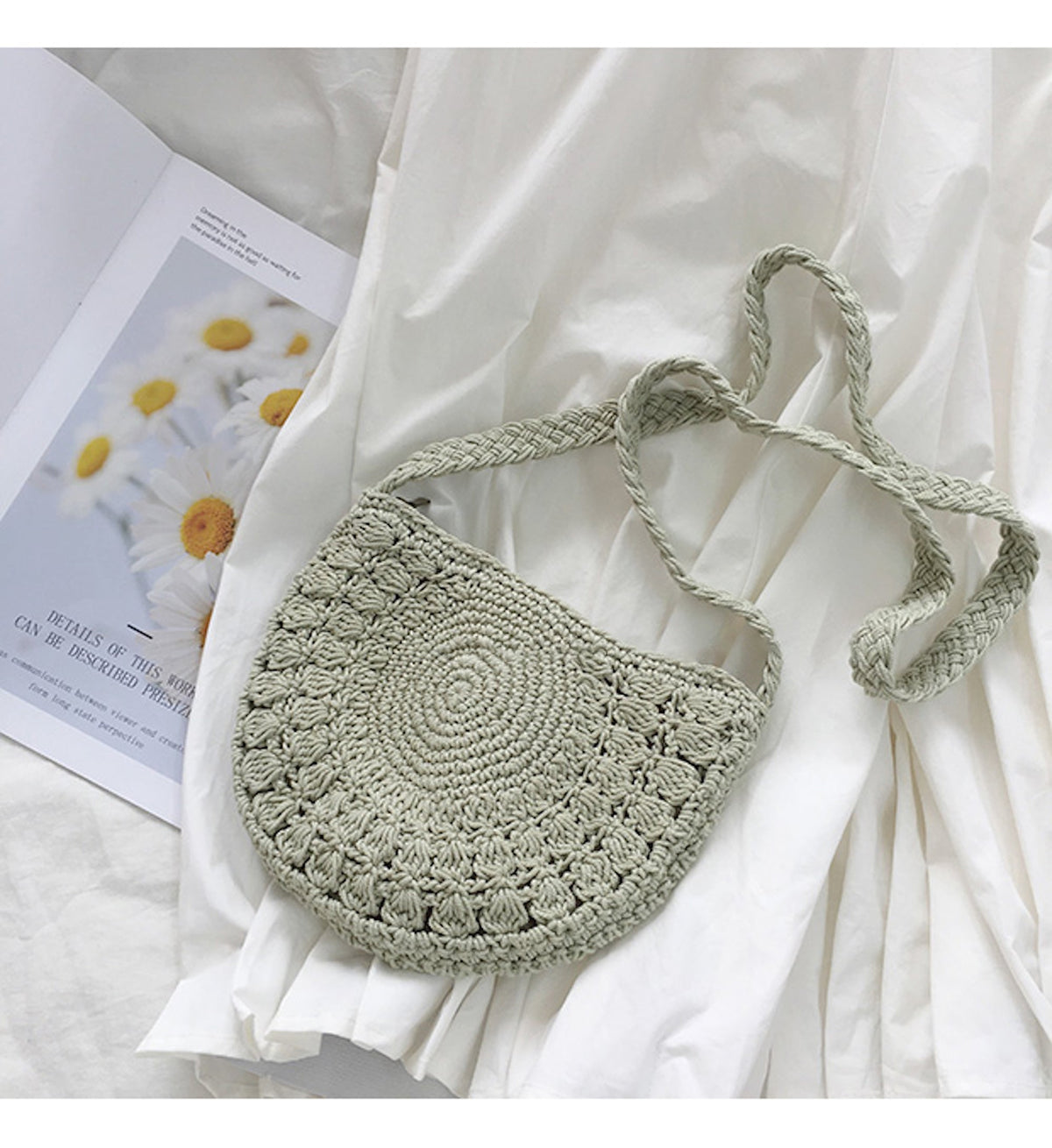 Women’s Small Boho Cotton Knitted Shoulder Bag Purse for Boho Everyday Style & Gifts