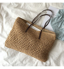 Damen Große Strohgewebte Alltagstasche Tragetasche für Strand, Urlaub & Sommer-Outfits