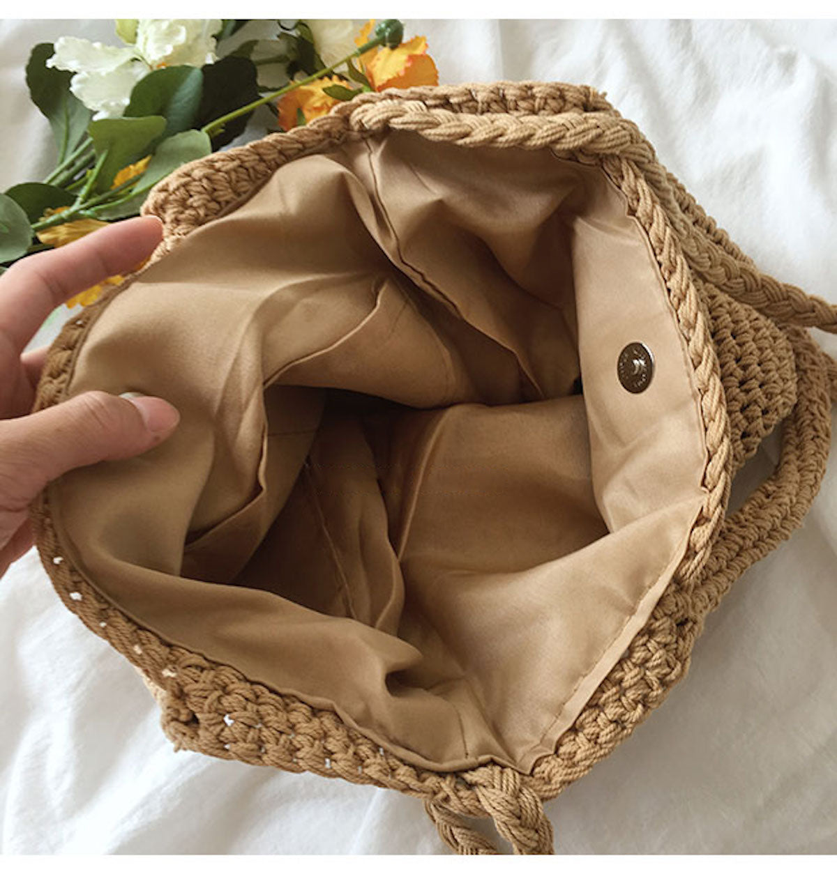 Women’s Large Crochet Cotton Bucket Bag for Boho Everyday Style & Gifts