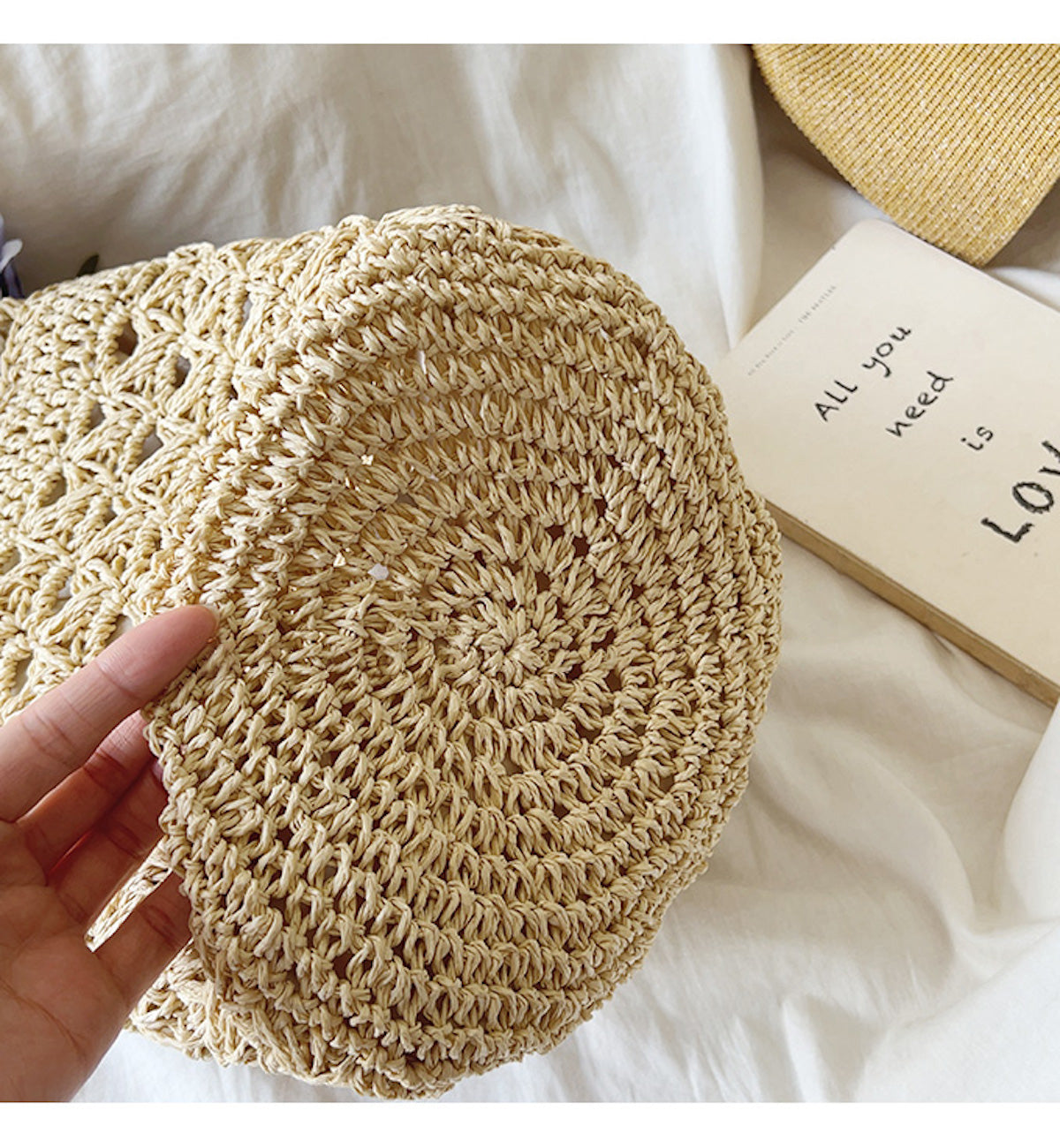 Women’s Patterned Straw Shoulder Bucket Bag for Beach, Vacation & Summer Outfits