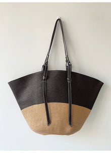 Große Muschelförmige Stroh-Strandtasche für Damen für Strand, Urlaub und Sommer-Outfits