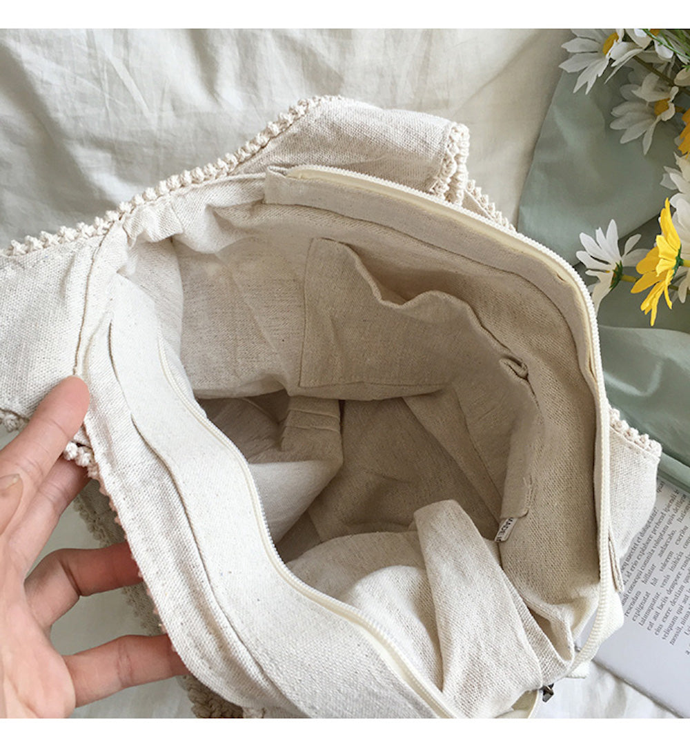 Women’s Floral Cotton Knitted Shoulder Bag Purse for Boho Everyday Style & Gifts
