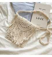 Women’s Crochet Cotton Small Boho Beach Bag with Tassels Tote Bag for Boho Everyday Style & Gifts