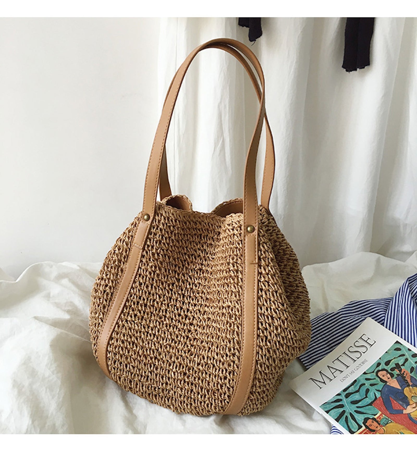 Women’s Large Straw Woven Tote Bag for Beach, Vacation & Summer Outfits