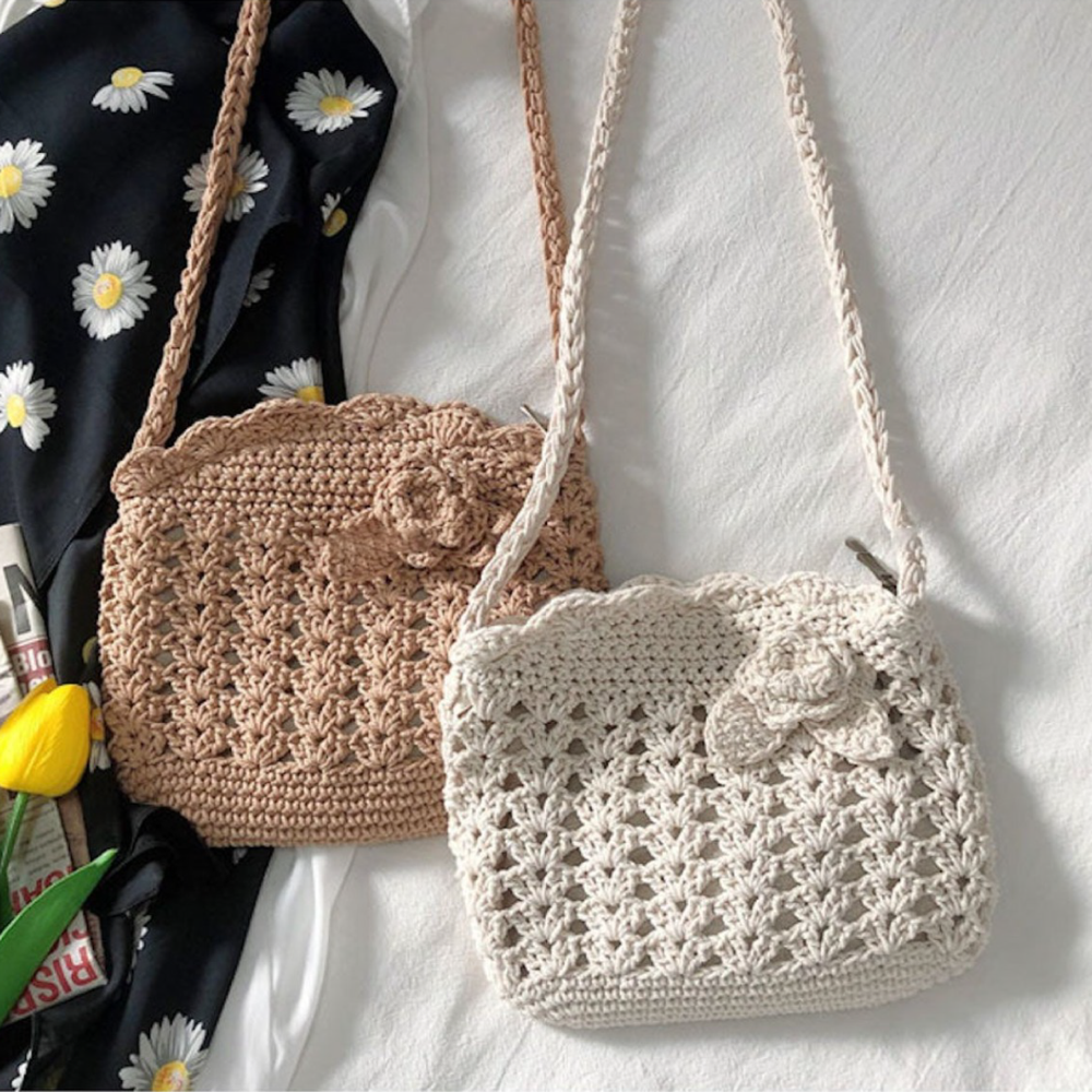 Blumen-Häkel-Mini-Umhängetasche für Damen – Boho-Alltagsstil & Geschenke